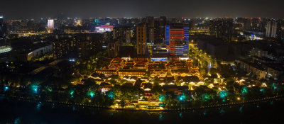 杭州拱墅区大兜路街区香积寺夜景