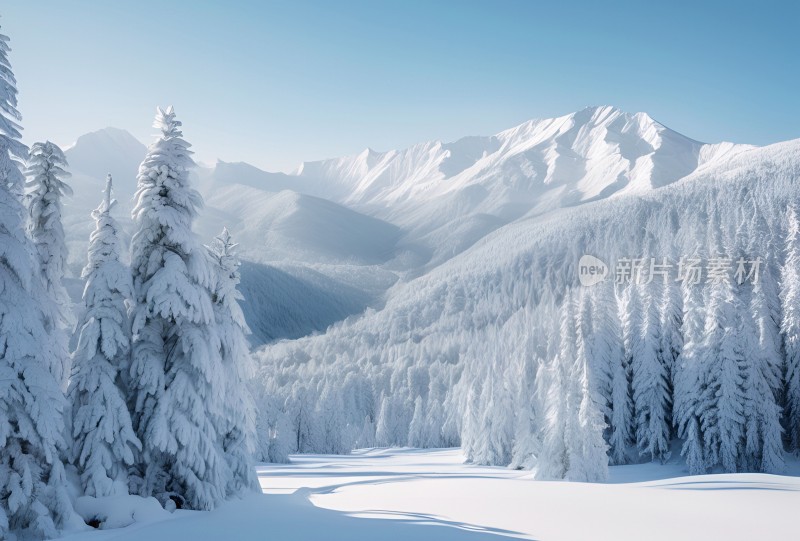 冬季森林白雪覆盖风景