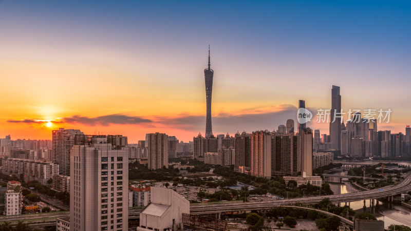 广州城市风光日落风景图