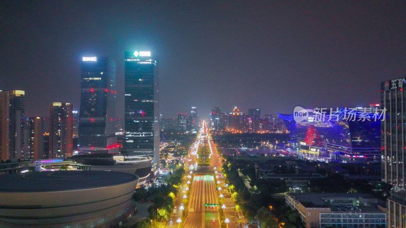 航拍成都天府新城成都CBD天府大道夜景