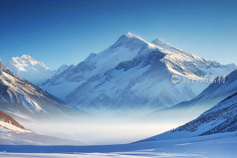 雪山风景冬天天空户外