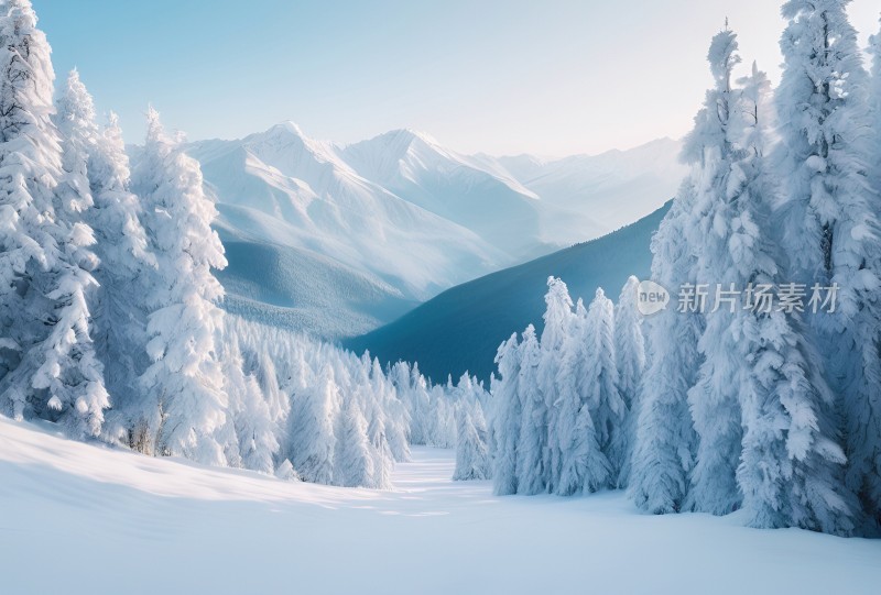 冬季森林白雪覆盖风景