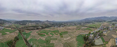 美丽乡村田园农田农业种植航拍全景图