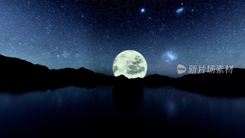 夜晚 月亮 山脉