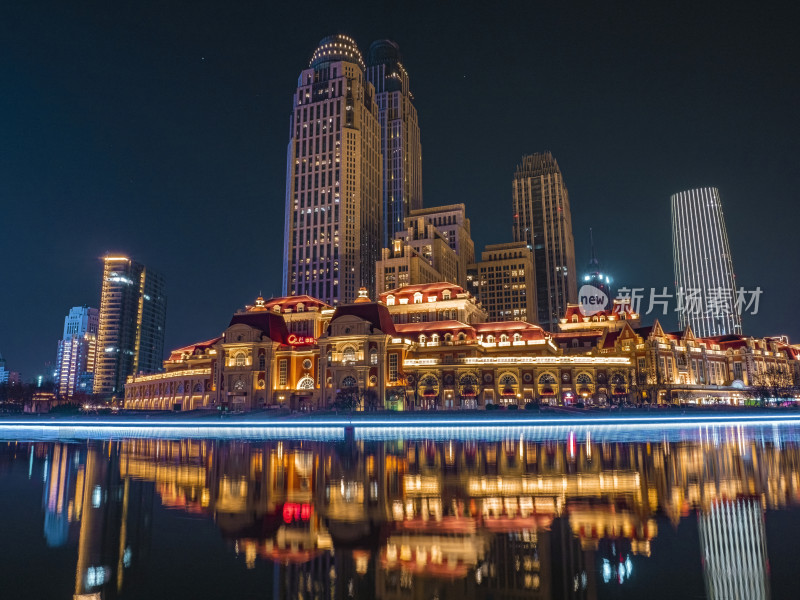 天津海河津湾广场夜景