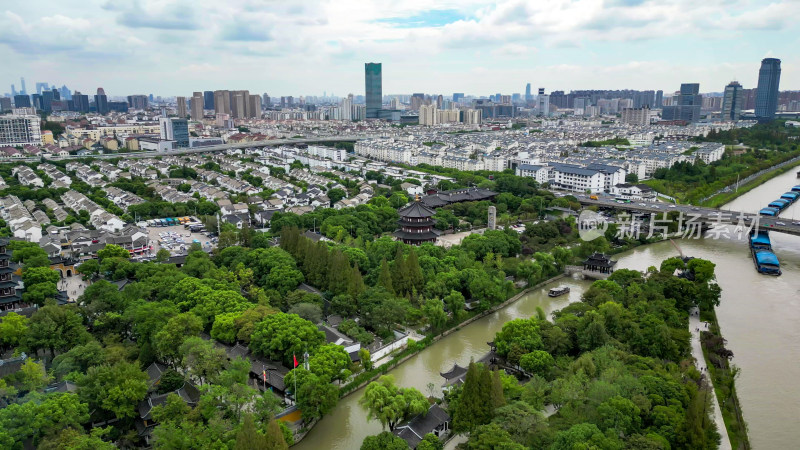 江苏苏州寒山寺航拍