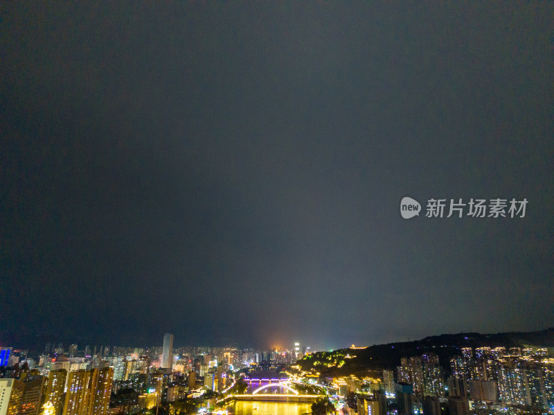 兰州城市夜景航拍图