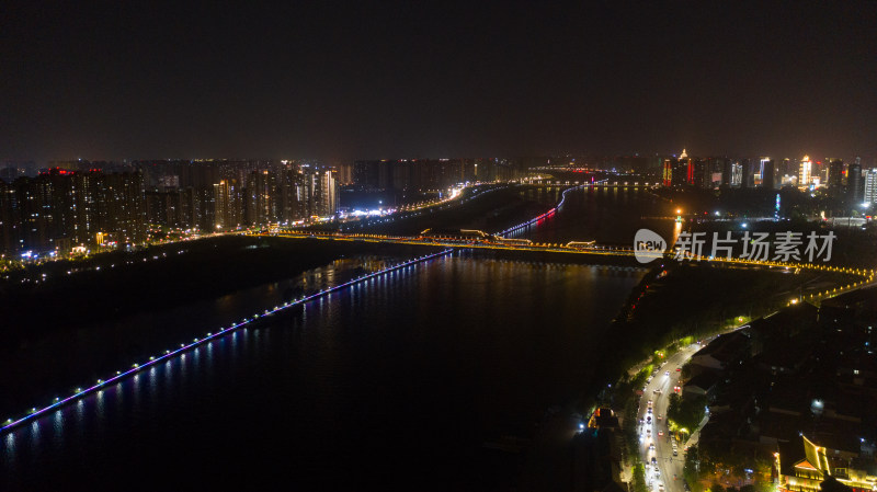 咸阳城市夜景航拍