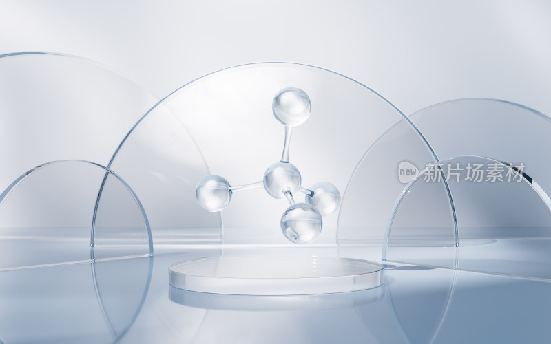 透明玻璃分子3D渲染