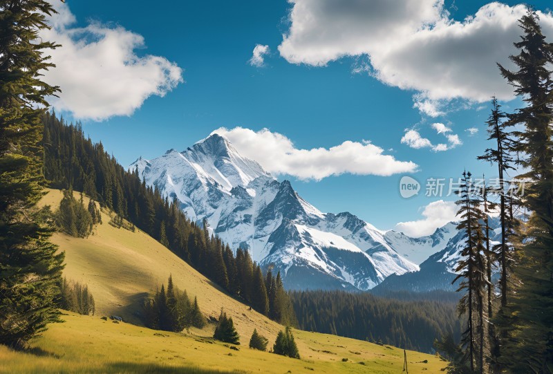 雪山高原草原森林风景