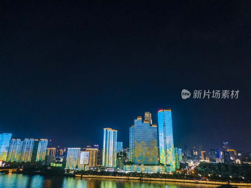 长沙夜景灯光航拍摄影图