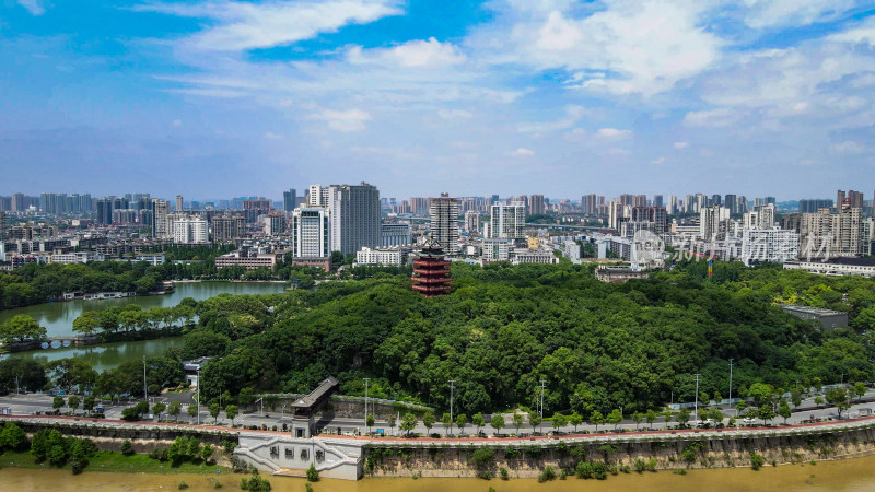 湖南株洲城市风光航拍图