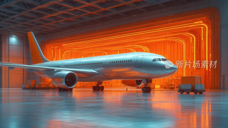 AI智能物流运输机库中的大型运输机