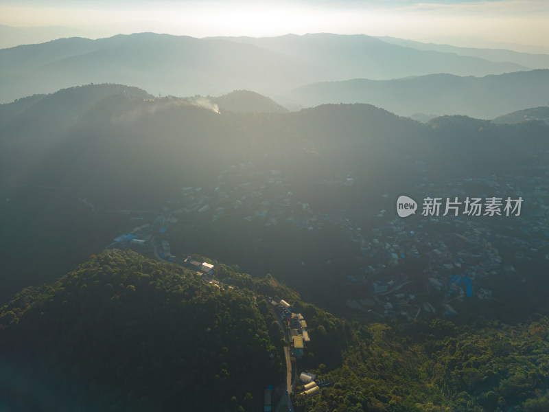 航拍山区乡村田园风光