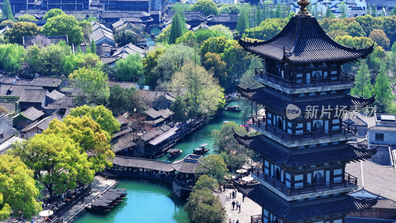 航拍乌镇景区 浙江乌镇航拍 航拍江南水乡