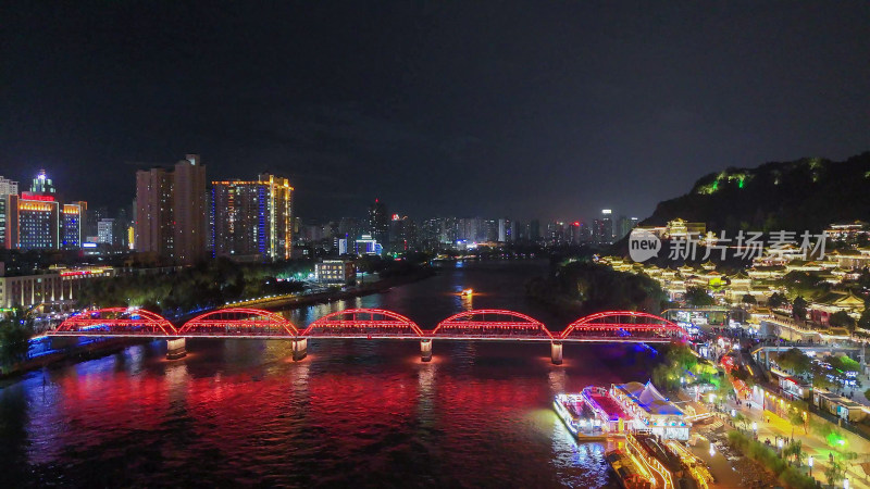 甘肃兰州中山桥夜景