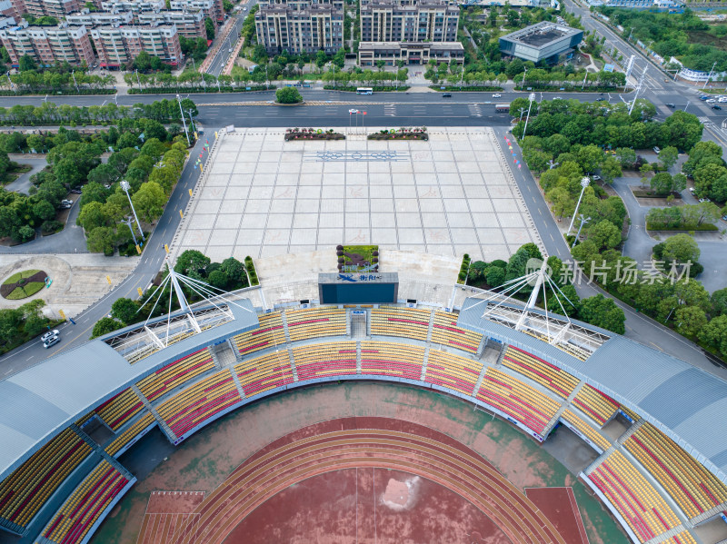 晴天航拍衡阳市体育中心、现代建筑钢架结构