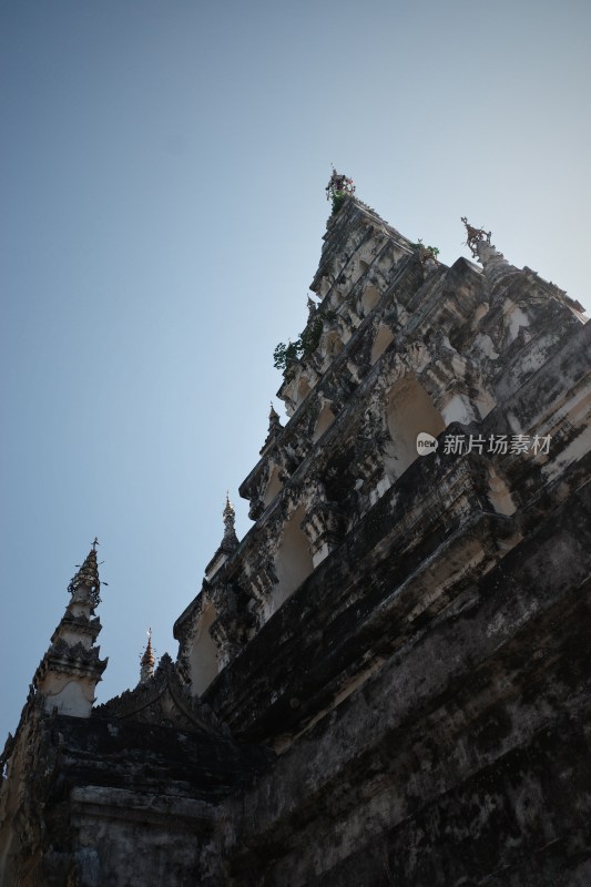 泰国清迈寺庙佛塔建筑特写