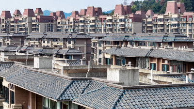 城市别墅住宅小区航拍图