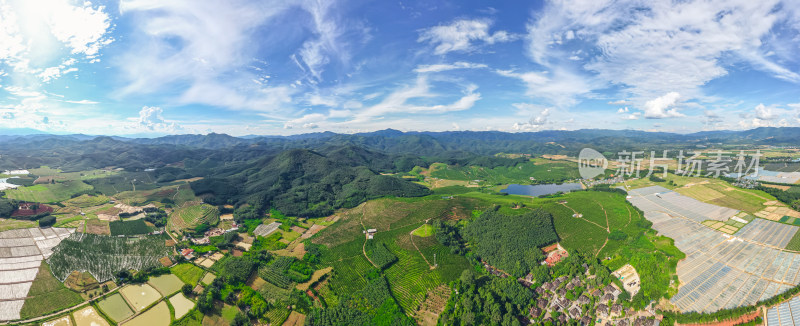 航拍云南西双版纳乡村田园风光全景图