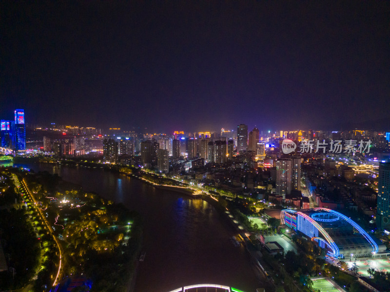 甘肃兰州城市夜景航拍图