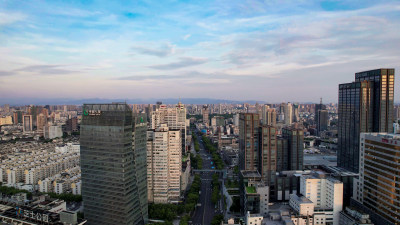 浙江宁波城市高楼建筑城市建设航拍