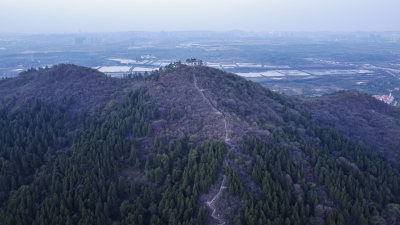 武汉江夏区龙泉山远眺亭航拍