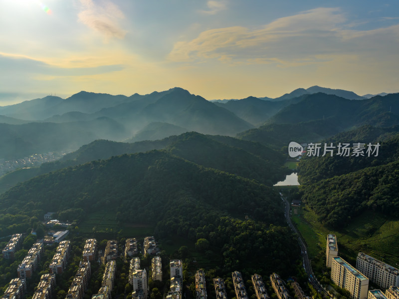 航拍西湖名胜风景区西湖群山