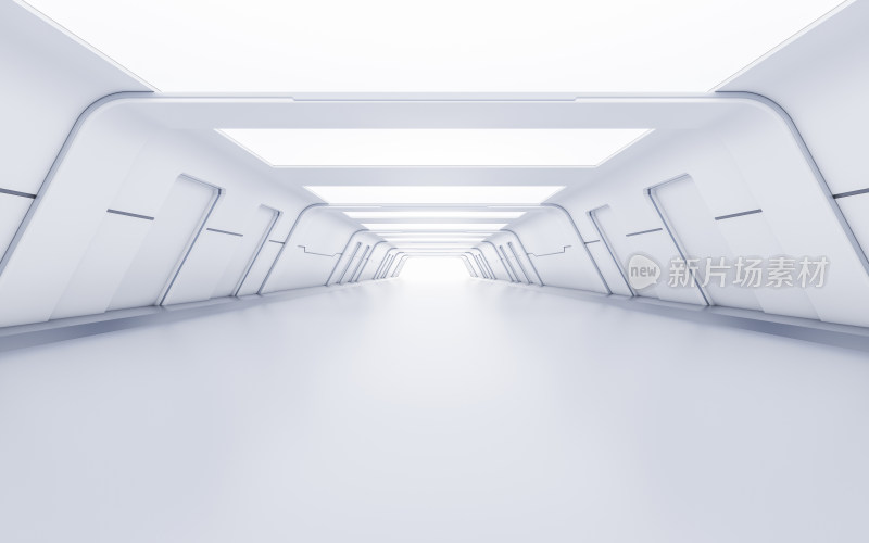 白色科技感隧道3D渲染