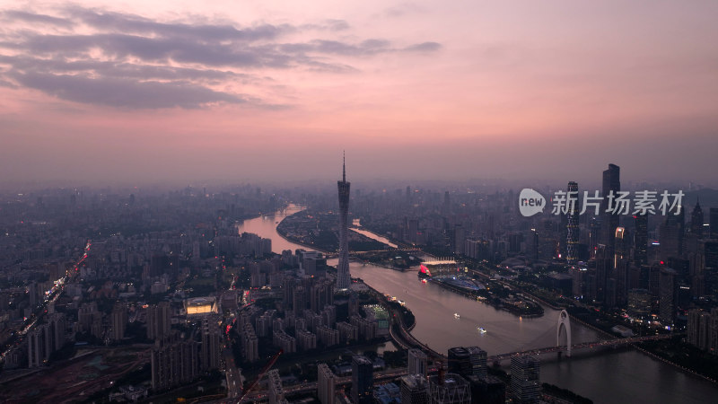 广州夜景航拍照片广州塔珠江新城建筑风光