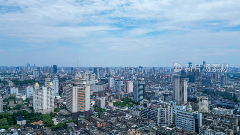 航拍江西南昌城市风光南昌大景