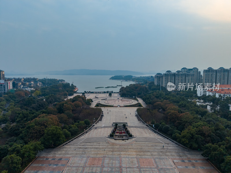 湖南岳阳南湖广场航拍