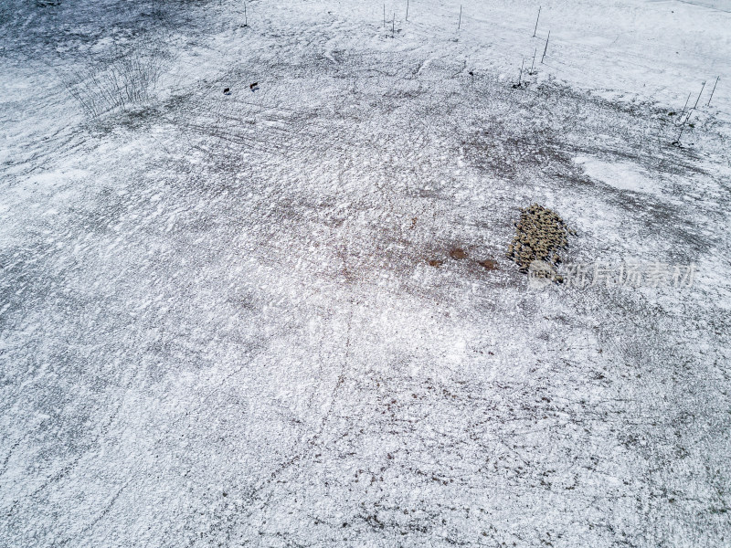 内蒙古雪地道路航拍