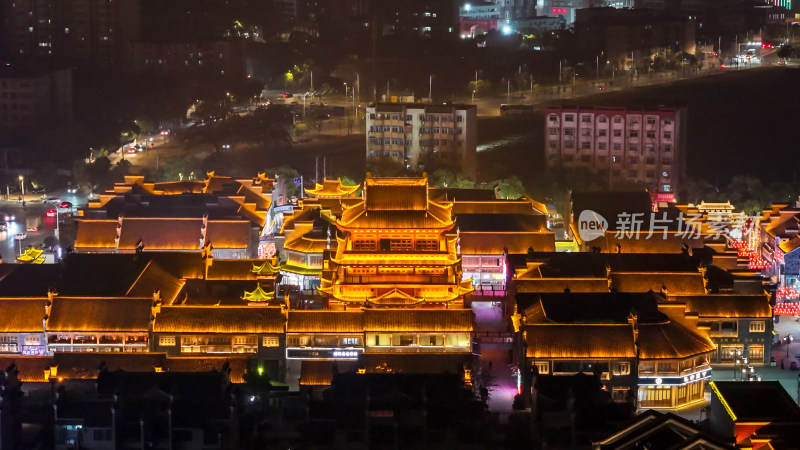 江西樟树三皇里旅游休闲街区夜景航拍