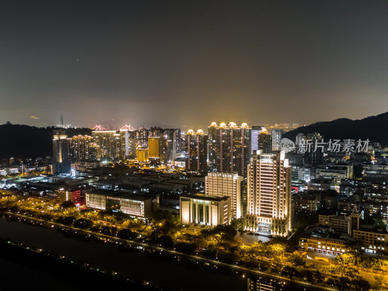 福建厦门城市夜景航拍