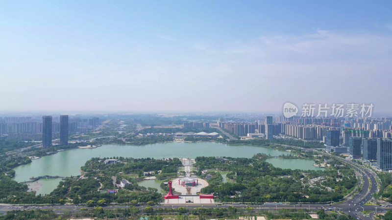 河南商丘市日月湖景区航拍