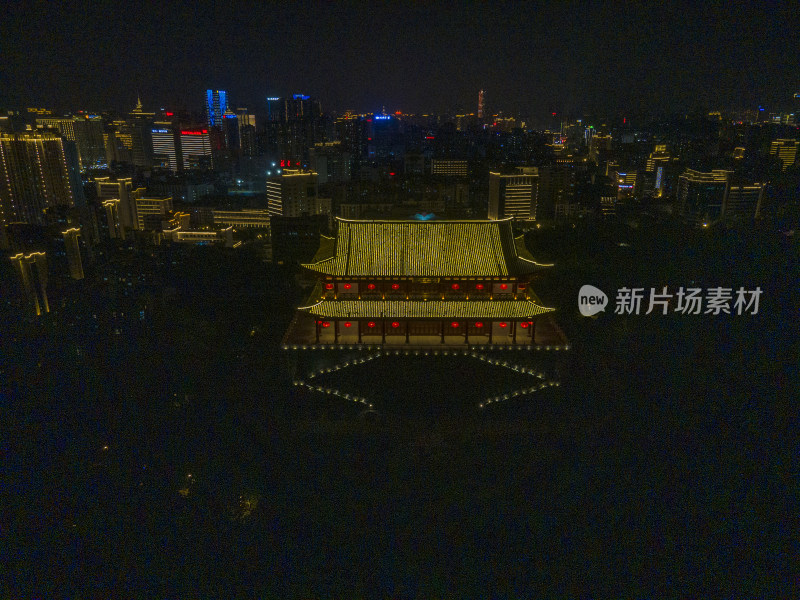 福建福州威海楼夜景航拍摄影图