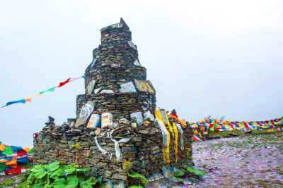 风景云雾经幡户外川西