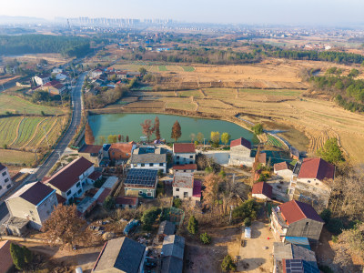 乡村田野航拍全景