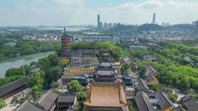 航拍江苏镇江金山寺5A景区