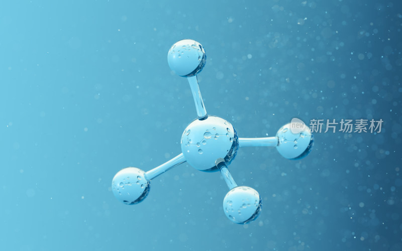 蓝色的微观分子 3D渲染