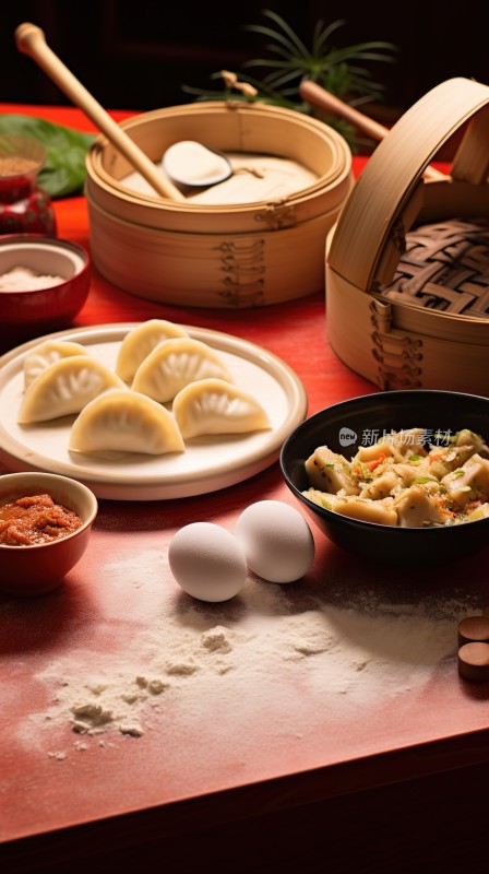 饺子包饺子过年春节美食摄影图