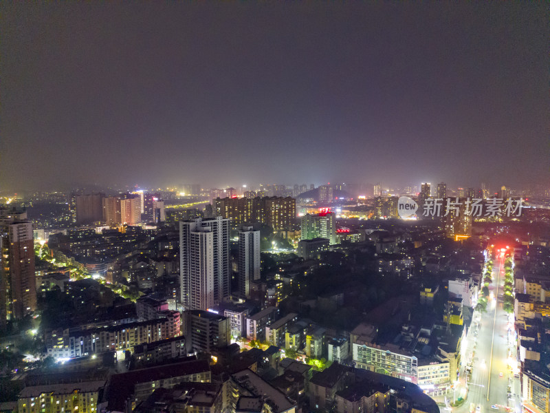 城市夜景灯光航拍摄影图