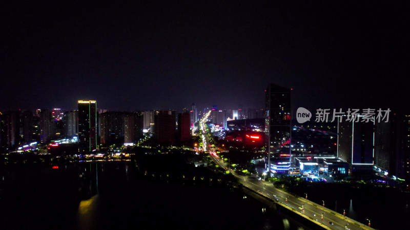 城市灯光万家灯火交通航拍蚌埠夜景