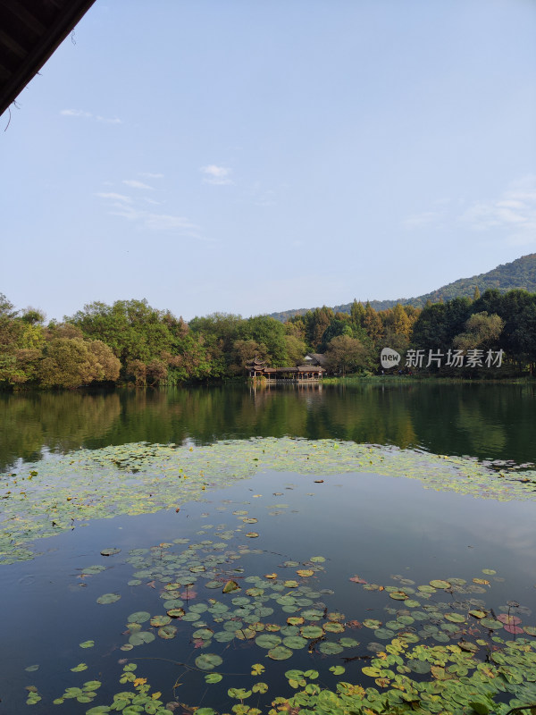 浴鹄湾湖畔中式建筑与山林景观