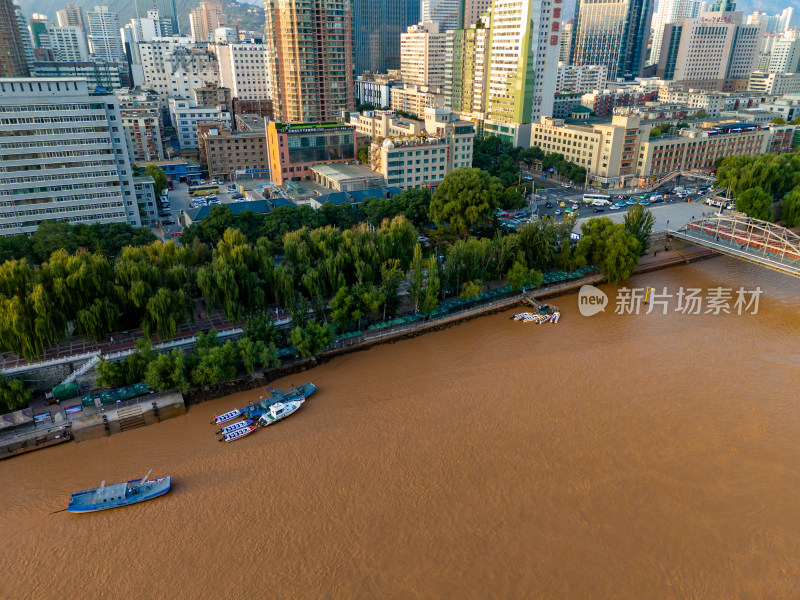 兰州城市建设黄河航拍图