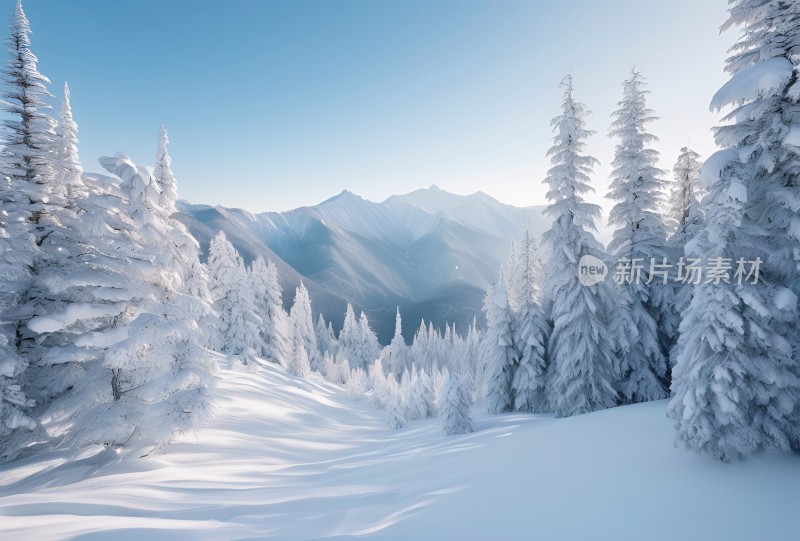 冬季森林白雪覆盖风景