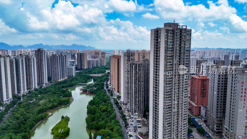 广西来宾城市建设城市大景航拍