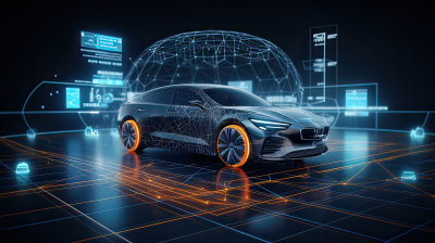 科技感汽车和全息影像的概念结构
