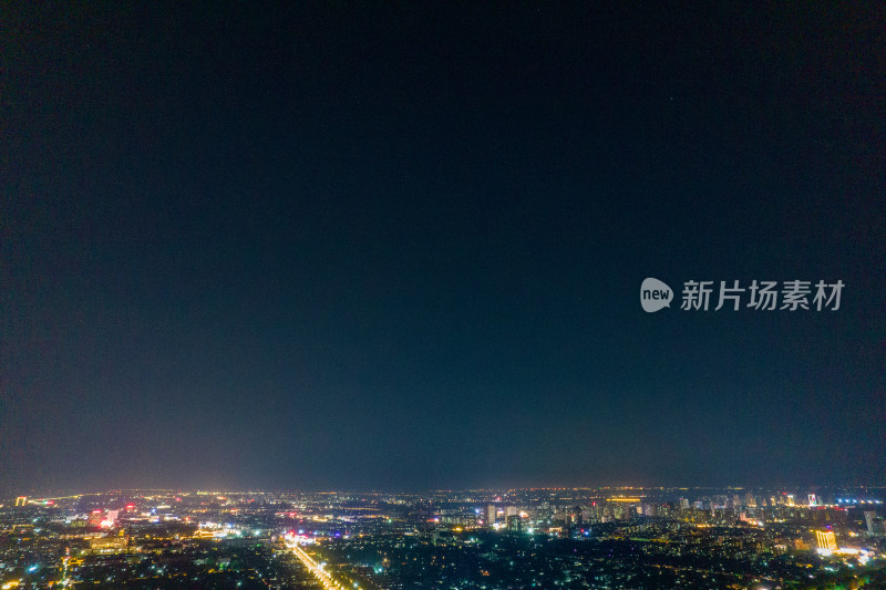 山东潍坊青州古城城市夜景灯光航拍摄影图